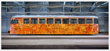 Tavla med motivet orange spårvagn