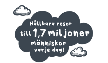 Illustration av ett moln med budskapet "Hållbara resor till 1,7 miljoner människor varje dag!"