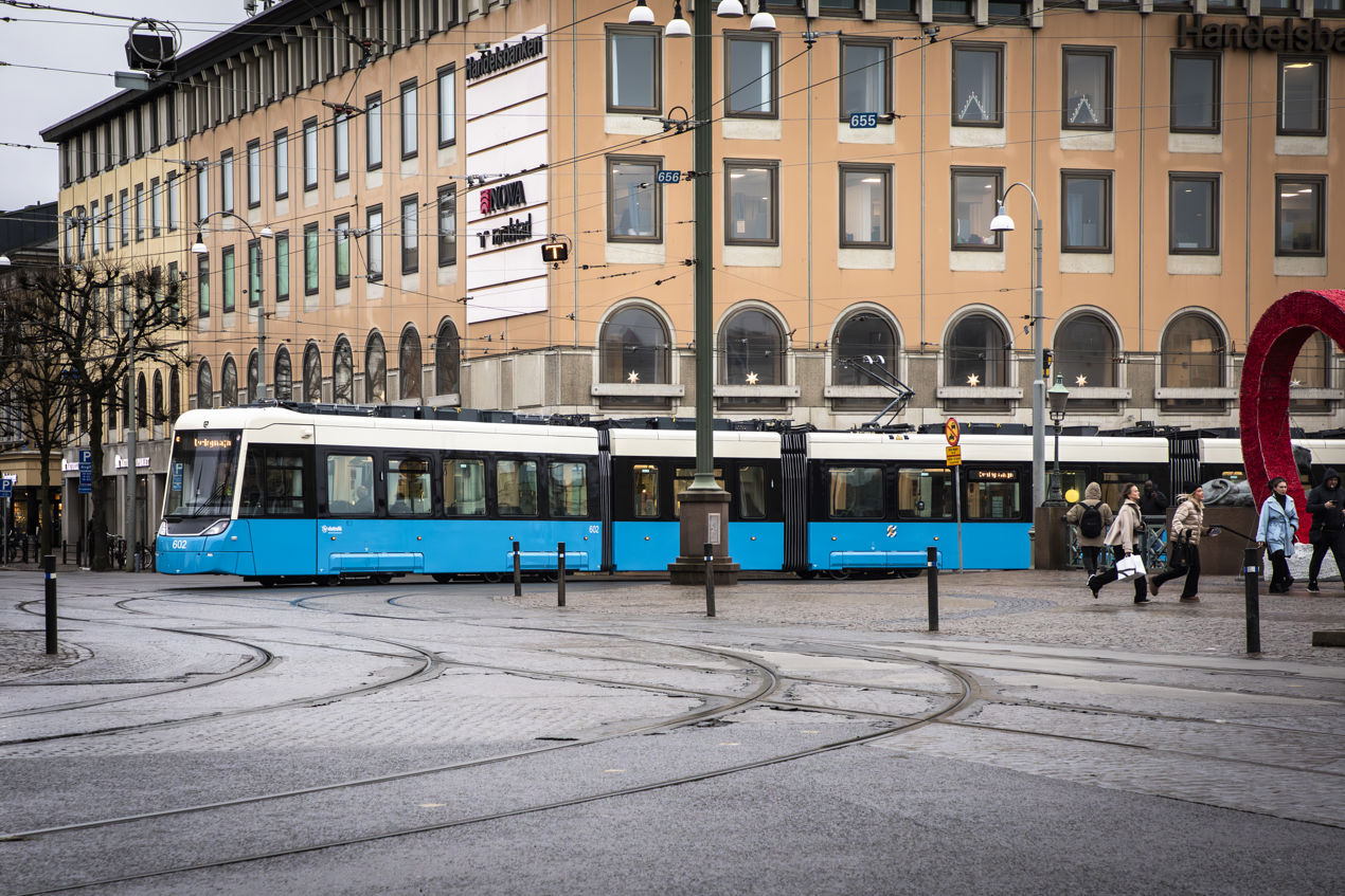 Spårvagn i stadsmiljö