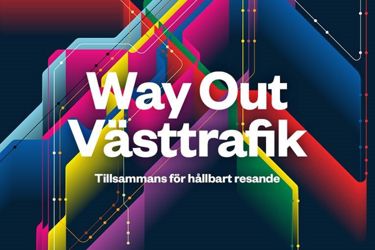 Festivalaffisch med texten Way Out Västtrafik Tillsammans för hållbart resande